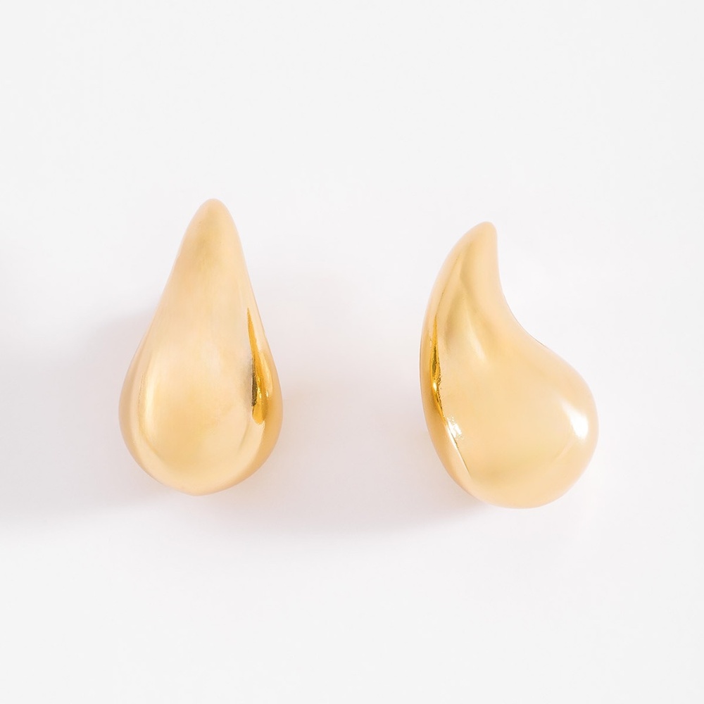 Curved Earrings Gold Plated Drop Design Elegant